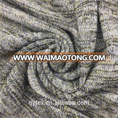 China Textile Fashion Polyester Viscose Metallic Knitted Hacci Fabric with Gold Lurex for Sweater